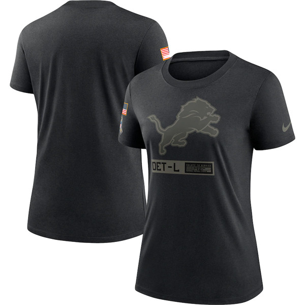 Women's Detroit Lions 2020 Black Salute To Service Performance NFL T-Shirt (Run Small)
